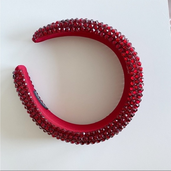 NWOT Red Sparkly Jeweled Padded Headband Beaded Holiday Christmas main image 4